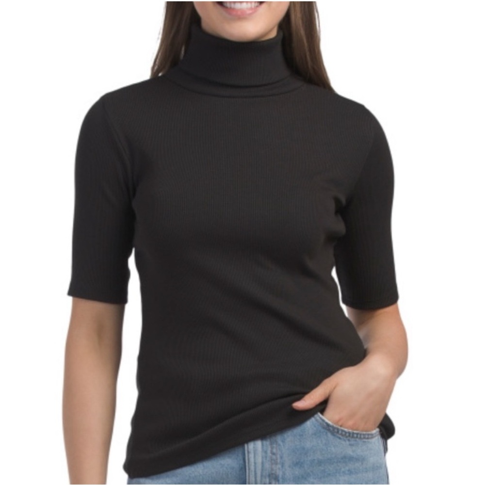 Theory Black Compact Rib Top